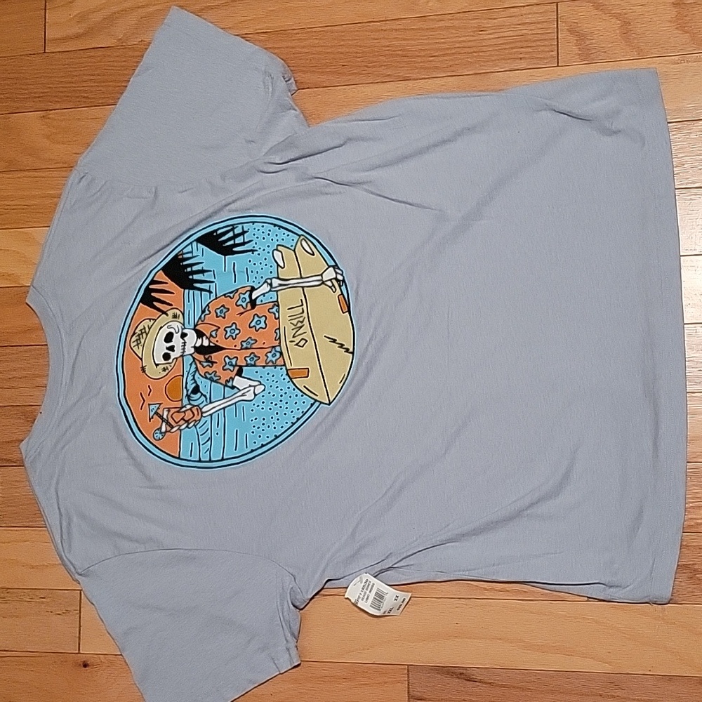 NWT Men's O'Neill Short Sleeve "Beach Bones" Tee in a "light Indigo". Size XXL